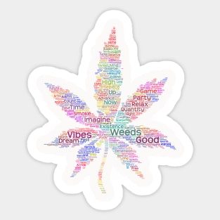 Weed Leaf Silhouette Shape Text Word Cloud Sticker